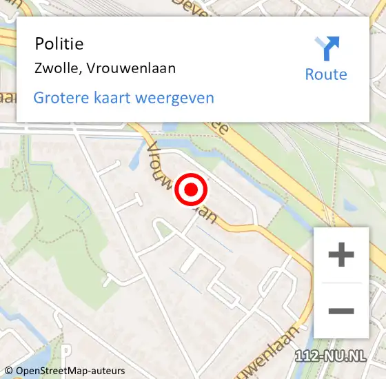 Locatie op kaart van de 112 melding: Politie Zwolle, Vrouwenlaan op 8 april 2023 20:03