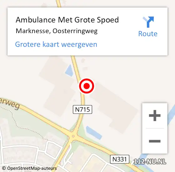 Locatie op kaart van de 112 melding: Ambulance Met Grote Spoed Naar Marknesse, Oosterringweg op 21 augustus 2014 16:58