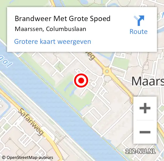 Locatie op kaart van de 112 melding: Brandweer Met Grote Spoed Naar Maarssen, Columbuslaan op 8 april 2023 20:35