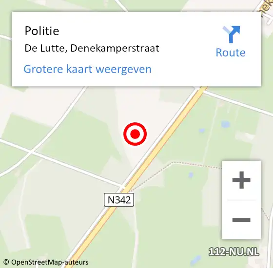 Locatie op kaart van de 112 melding: Politie De Lutte, Denekamperstraat op 8 april 2023 21:03