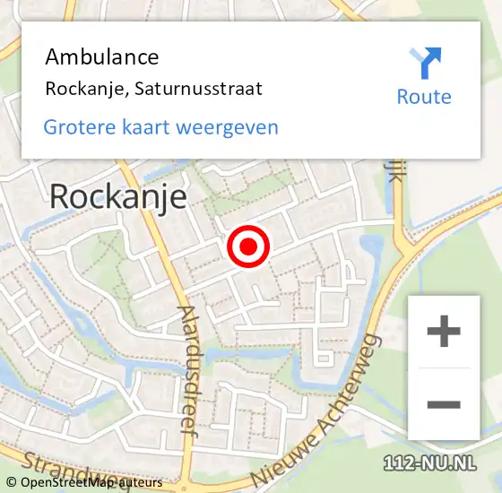 Locatie op kaart van de 112 melding: Ambulance Rockanje, Saturnusstraat op 21 augustus 2014 17:02