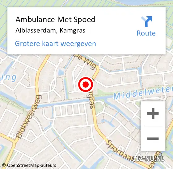 Locatie op kaart van de 112 melding: Ambulance Met Spoed Naar Alblasserdam, Kamgras op 8 april 2023 21:34