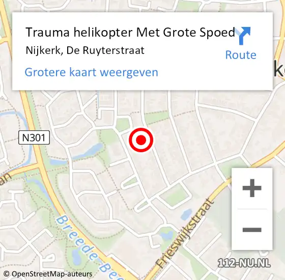 Locatie op kaart van de 112 melding: Trauma helikopter Met Grote Spoed Naar Nijkerk, De Ruyterstraat op 8 april 2023 22:12