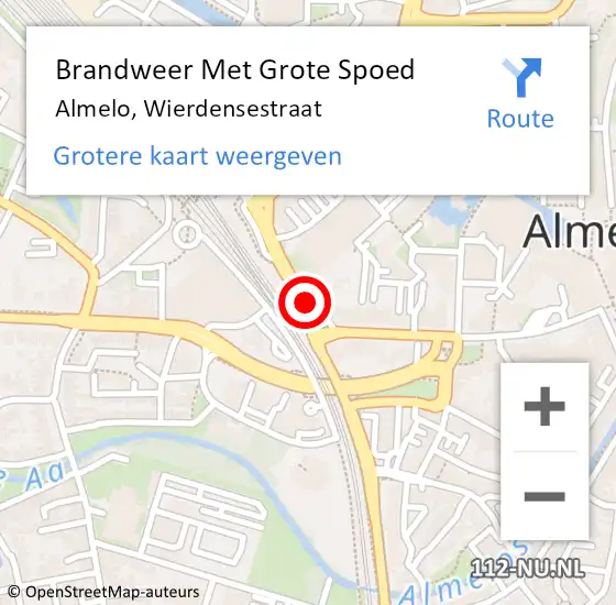 Locatie op kaart van de 112 melding: Brandweer Met Grote Spoed Naar Almelo, Wierdensestraat op 8 april 2023 22:32