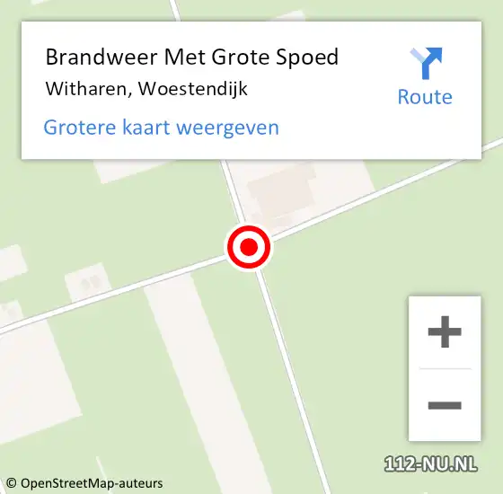 Locatie op kaart van de 112 melding: Brandweer Met Grote Spoed Naar Witharen, Woestendijk op 21 augustus 2014 17:10