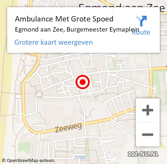 Locatie op kaart van de 112 melding: Ambulance Met Grote Spoed Naar Egmond aan Zee, Burgemeester Eymaplein op 8 april 2023 22:51