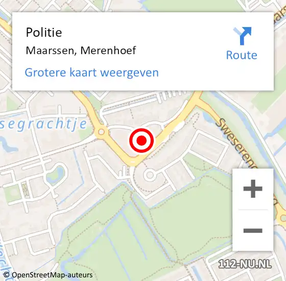 Locatie op kaart van de 112 melding: Politie Maarssen, Merenhoef op 8 april 2023 23:18