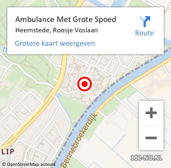 Locatie op kaart van de 112 melding: Ambulance Met Grote Spoed Naar Heemstede, Roosje Voslaan op 8 april 2023 23:25