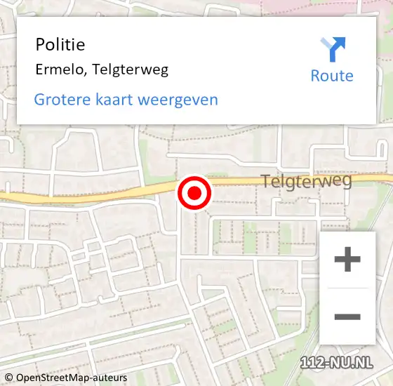 Locatie op kaart van de 112 melding: Politie Ermelo, Telgterweg op 8 april 2023 23:26