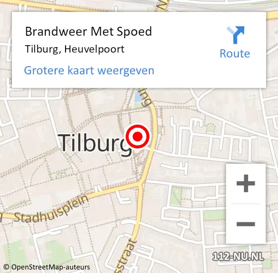 Locatie op kaart van de 112 melding: Brandweer Met Spoed Naar Tilburg, Heuvelpoort op 8 april 2023 23:27