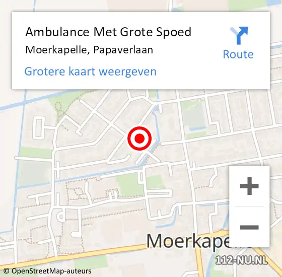 Locatie op kaart van de 112 melding: Ambulance Met Grote Spoed Naar Moerkapelle, Papaverlaan op 8 april 2023 23:57