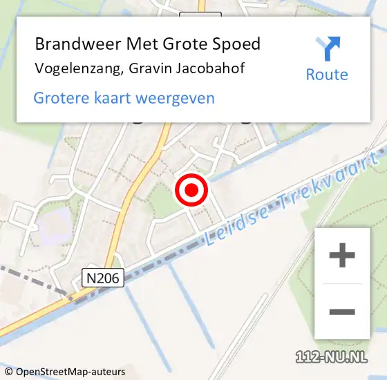 Locatie op kaart van de 112 melding: Brandweer Met Grote Spoed Naar Vogelenzang, Gravin Jacobahof op 9 april 2023 00:47