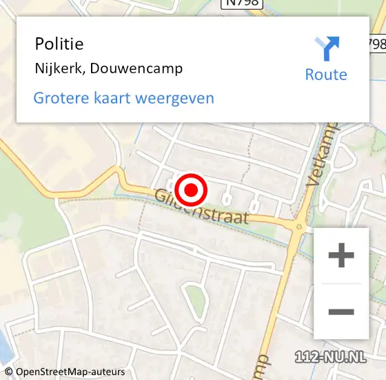 Locatie op kaart van de 112 melding: Politie Nijkerk, Douwencamp op 9 april 2023 00:56