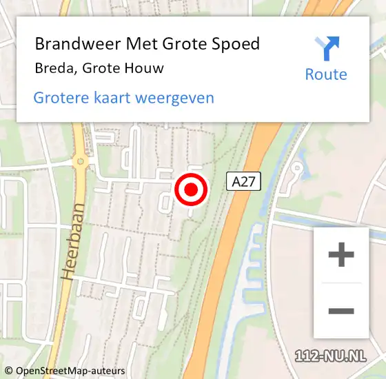 Locatie op kaart van de 112 melding: Brandweer Met Grote Spoed Naar Breda, Grote Houw op 9 april 2023 01:02