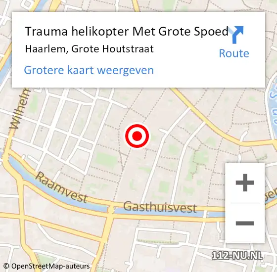 Locatie op kaart van de 112 melding: Trauma helikopter Met Grote Spoed Naar Haarlem, Grote Houtstraat op 9 april 2023 01:22