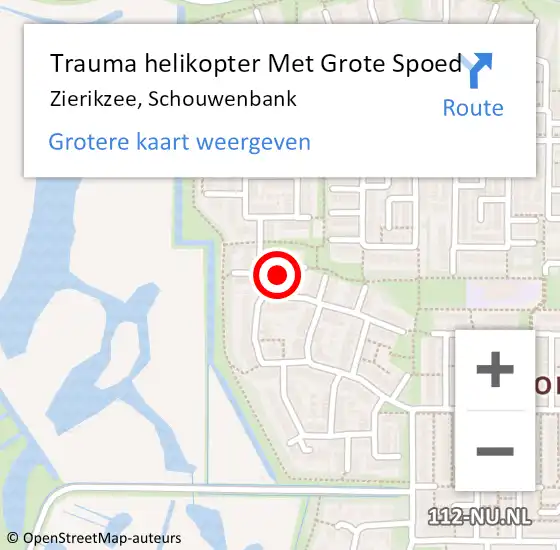 Locatie op kaart van de 112 melding: Trauma helikopter Met Grote Spoed Naar Zierikzee, Schouwenbank op 9 april 2023 01:23