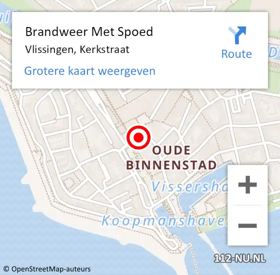 Locatie op kaart van de 112 melding: Brandweer Met Spoed Naar Vlissingen, Kerkstraat op 9 april 2023 01:27