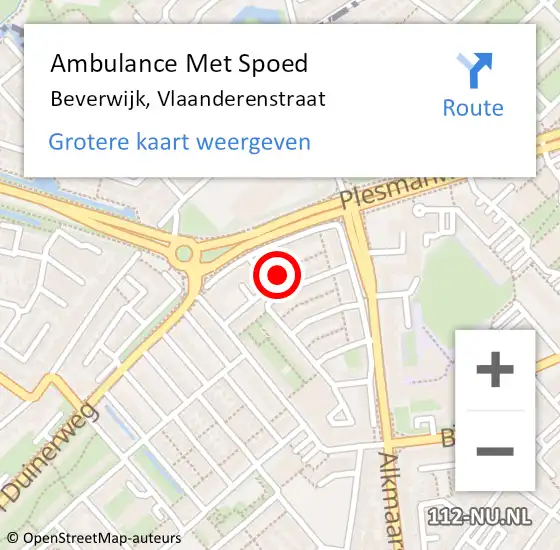 Locatie op kaart van de 112 melding: Ambulance Met Spoed Naar Beverwijk, Vlaanderenstraat op 9 april 2023 01:31