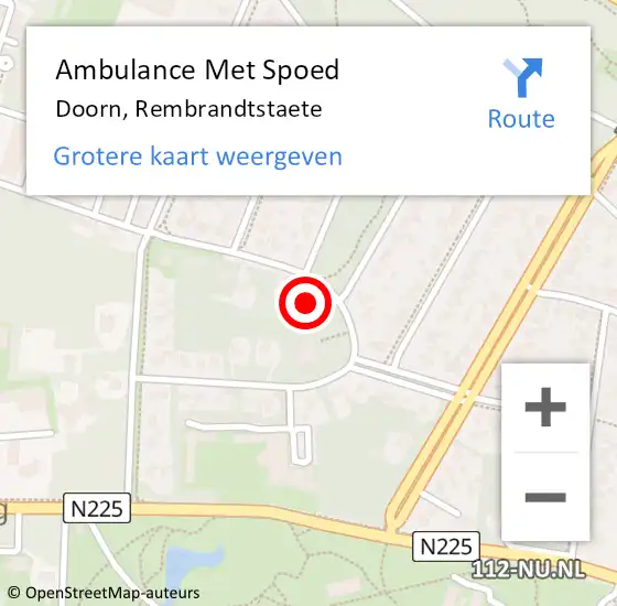 Locatie op kaart van de 112 melding: Ambulance Met Spoed Naar Doorn, Rembrandtstaete op 21 augustus 2014 17:20