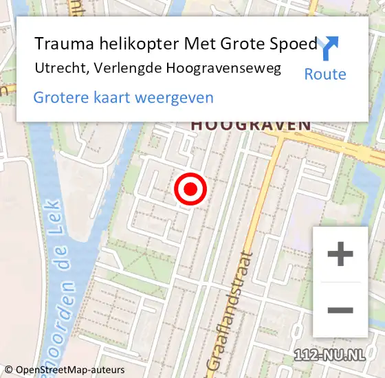 Locatie op kaart van de 112 melding: Trauma helikopter Met Grote Spoed Naar Utrecht, Verlengde Hoogravenseweg op 9 april 2023 02:01