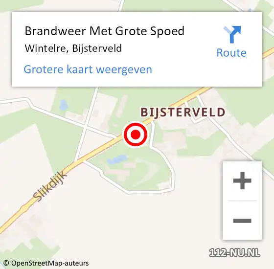 Locatie op kaart van de 112 melding: Brandweer Met Grote Spoed Naar Wintelre, Bijsterveld op 9 april 2023 03:23