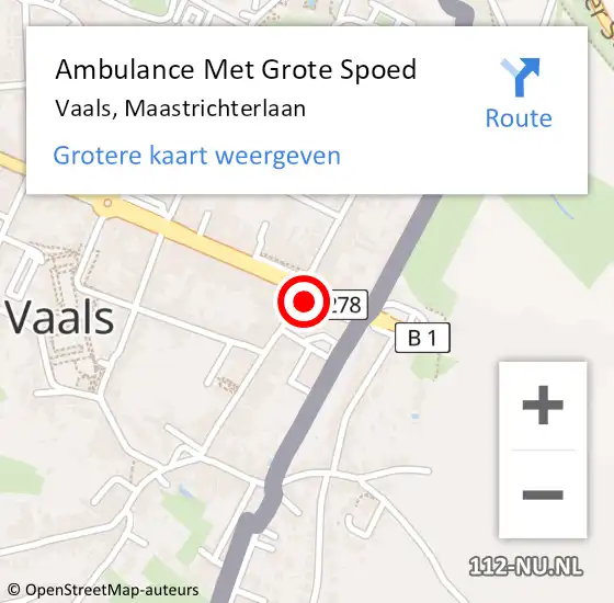 Locatie op kaart van de 112 melding: Ambulance Met Grote Spoed Naar Vaals, Maastrichterlaan op 21 augustus 2014 17:27