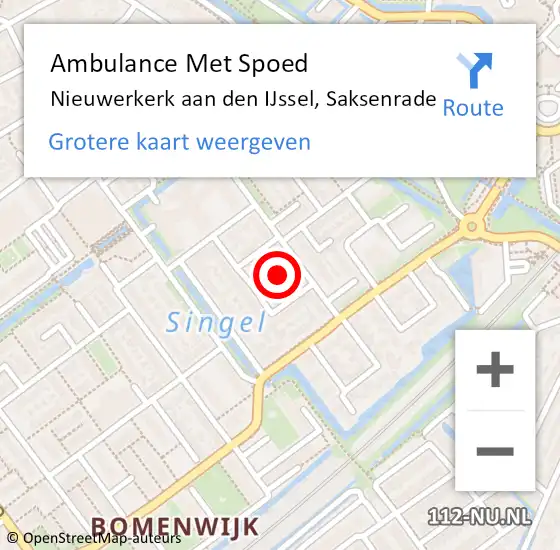 Locatie op kaart van de 112 melding: Ambulance Met Spoed Naar Nieuwerkerk aan den IJssel, Saksenrade op 9 april 2023 04:01