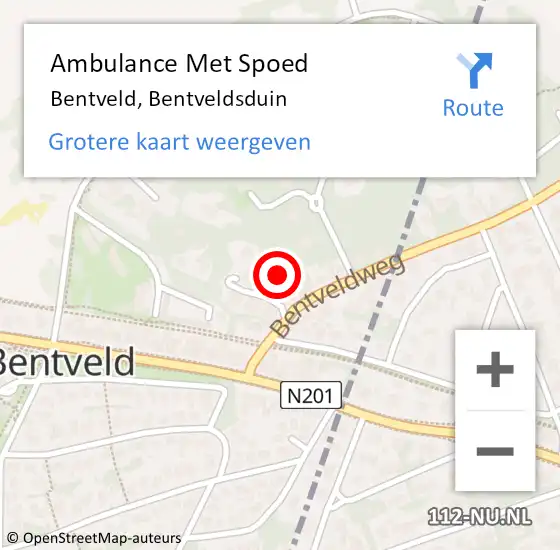 Locatie op kaart van de 112 melding: Ambulance Met Spoed Naar Bentveld, Bentveldsduin op 9 april 2023 04:10