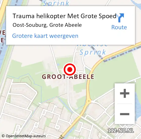 Locatie op kaart van de 112 melding: Trauma helikopter Met Grote Spoed Naar Oost-Souburg, Grote Abeele op 9 april 2023 04:27