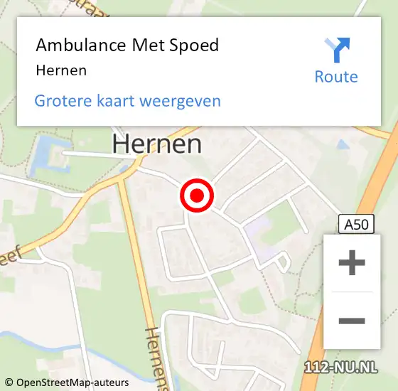 Locatie op kaart van de 112 melding: Ambulance Met Spoed Naar Hernen op 9 april 2023 05:02