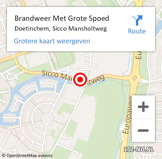 Locatie op kaart van de 112 melding: Brandweer Met Grote Spoed Naar Doetinchem, Sicco Mansholtweg op 21 augustus 2014 17:33