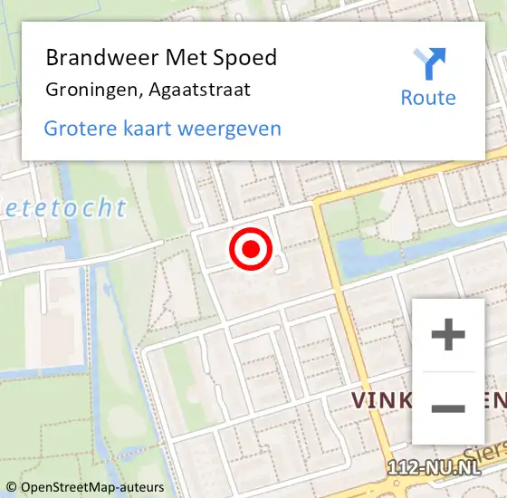 Locatie op kaart van de 112 melding: Brandweer Met Spoed Naar Groningen, Agaatstraat op 9 april 2023 05:53