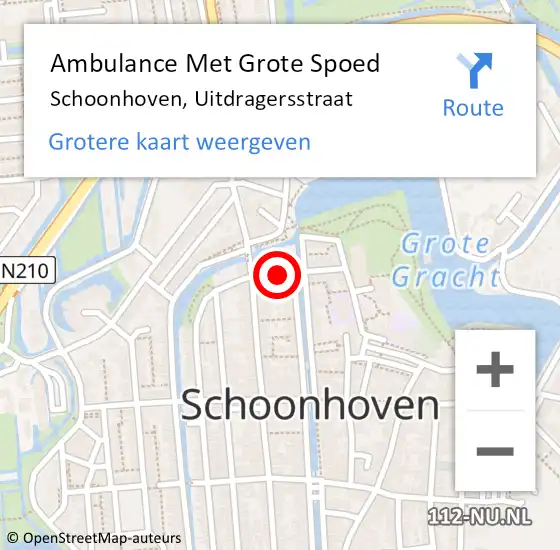 Locatie op kaart van de 112 melding: Ambulance Met Grote Spoed Naar Schoonhoven, Uitdragersstraat op 9 april 2023 07:32