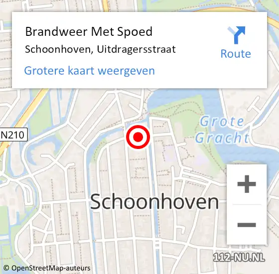 Locatie op kaart van de 112 melding: Brandweer Met Spoed Naar Schoonhoven, Uitdragersstraat op 9 april 2023 07:36