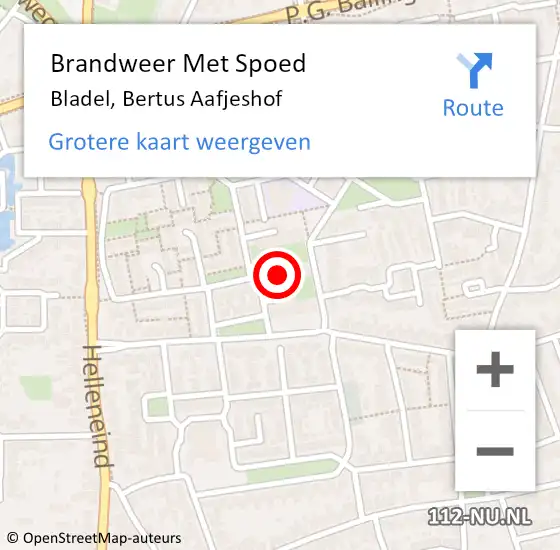 Locatie op kaart van de 112 melding: Brandweer Met Spoed Naar Bladel, Bertus Aafjeshof op 9 april 2023 08:32