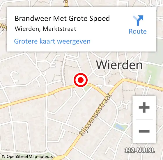 Locatie op kaart van de 112 melding: Brandweer Met Grote Spoed Naar Wierden, Marktstraat op 9 april 2023 08:45