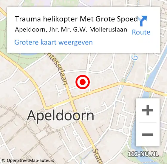 Locatie op kaart van de 112 melding: Trauma helikopter Met Grote Spoed Naar Apeldoorn, Jhr. Mr. G.W. Molleruslaan op 9 april 2023 08:55