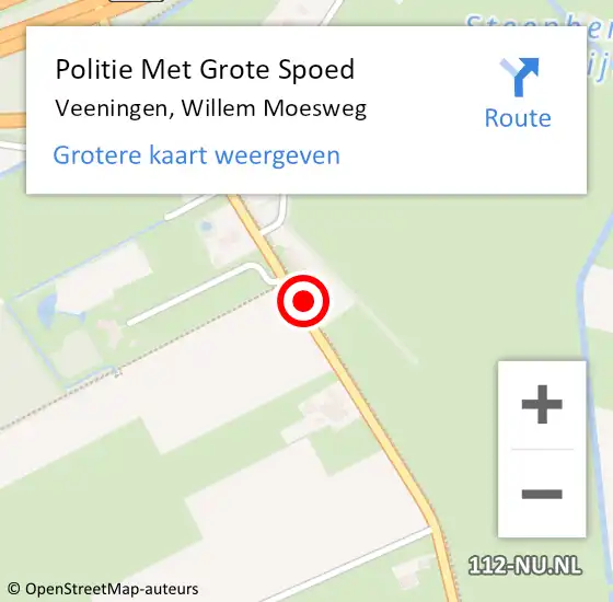 Locatie op kaart van de 112 melding: Politie Met Grote Spoed Naar Veeningen, Willem Moesweg op 9 april 2023 08:59