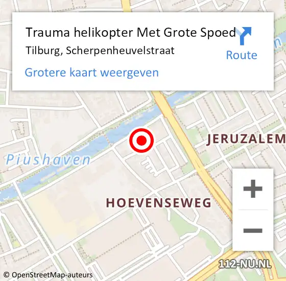 Locatie op kaart van de 112 melding: Trauma helikopter Met Grote Spoed Naar Tilburg, Scherpenheuvelstraat op 9 april 2023 09:00