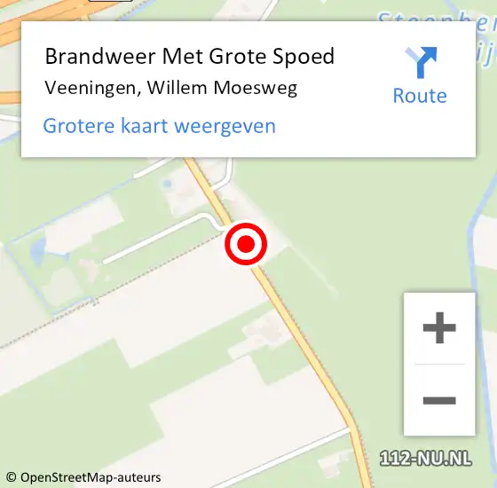 Locatie op kaart van de 112 melding: Brandweer Met Grote Spoed Naar Veeningen, Willem Moesweg op 9 april 2023 09:02