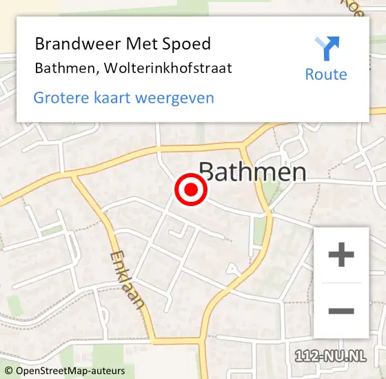 Locatie op kaart van de 112 melding: Brandweer Met Spoed Naar Bathmen, Wolterinkhofstraat op 9 april 2023 09:10