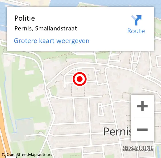 Locatie op kaart van de 112 melding: Politie Pernis, Smallandstraat op 9 april 2023 09:24