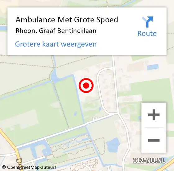 Locatie op kaart van de 112 melding: Ambulance Met Grote Spoed Naar Rhoon, Graaf Bentincklaan op 9 april 2023 09:28