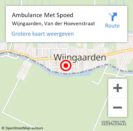 Locatie op kaart van de 112 melding: Ambulance Met Spoed Naar Wijngaarden, Van der Hoevenstraat op 9 april 2023 09:54