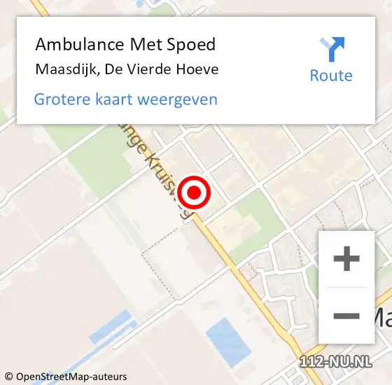 Locatie op kaart van de 112 melding: Ambulance Met Spoed Naar Maasdijk, De Vierde Hoeve op 9 april 2023 10:04