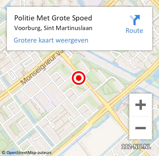 Locatie op kaart van de 112 melding: Politie Met Grote Spoed Naar Voorburg, Sint Martinuslaan op 9 april 2023 10:12