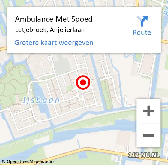 Locatie op kaart van de 112 melding: Ambulance Met Spoed Naar Lutjebroek, Anjelierlaan op 9 april 2023 10:24