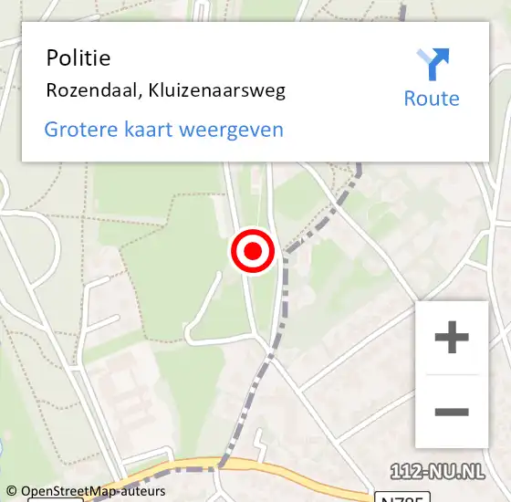 Locatie op kaart van de 112 melding: Politie Rozendaal, Kluizenaarsweg op 9 april 2023 10:32