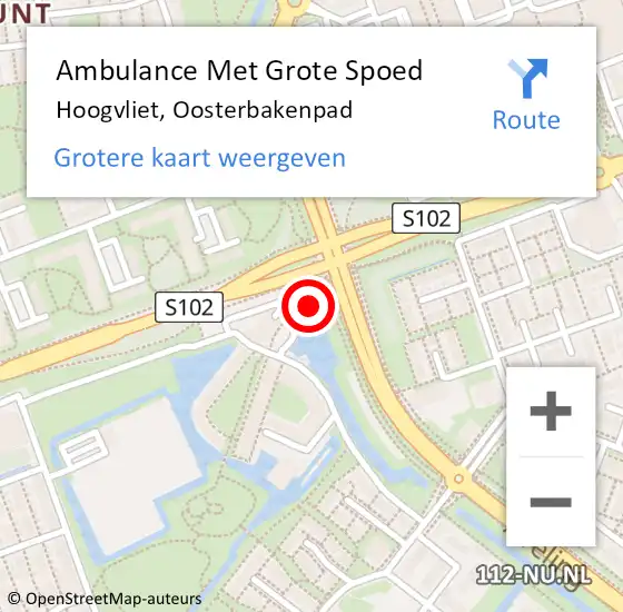 Locatie op kaart van de 112 melding: Ambulance Met Grote Spoed Naar Hoogvliet, Oosterbakenpad op 9 april 2023 10:33