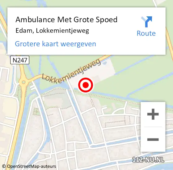 Locatie op kaart van de 112 melding: Ambulance Met Grote Spoed Naar Edam, Lokkemientjeweg op 9 april 2023 10:49